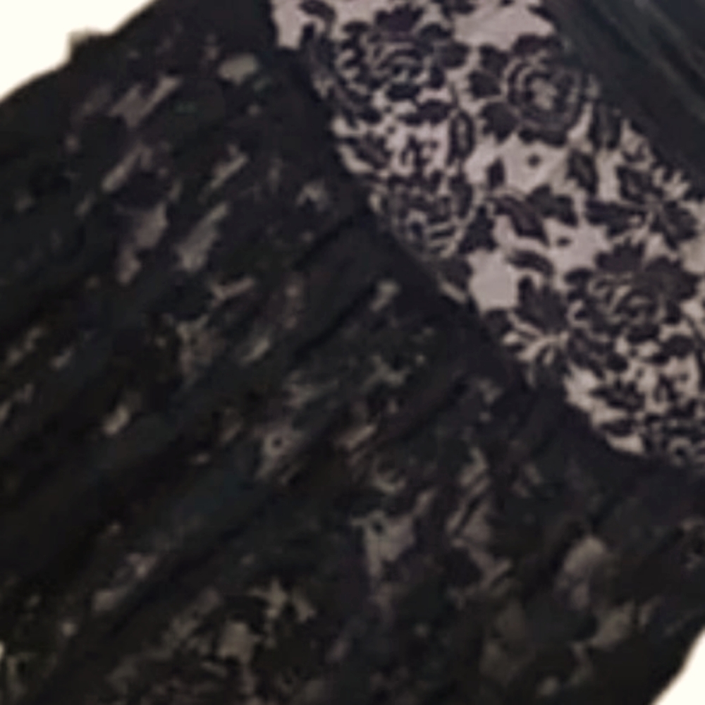 🕷️ Victorian Gothic Black Floral Lace Racerback Flounce Mini Dress - SJ - Picture 9 of 9